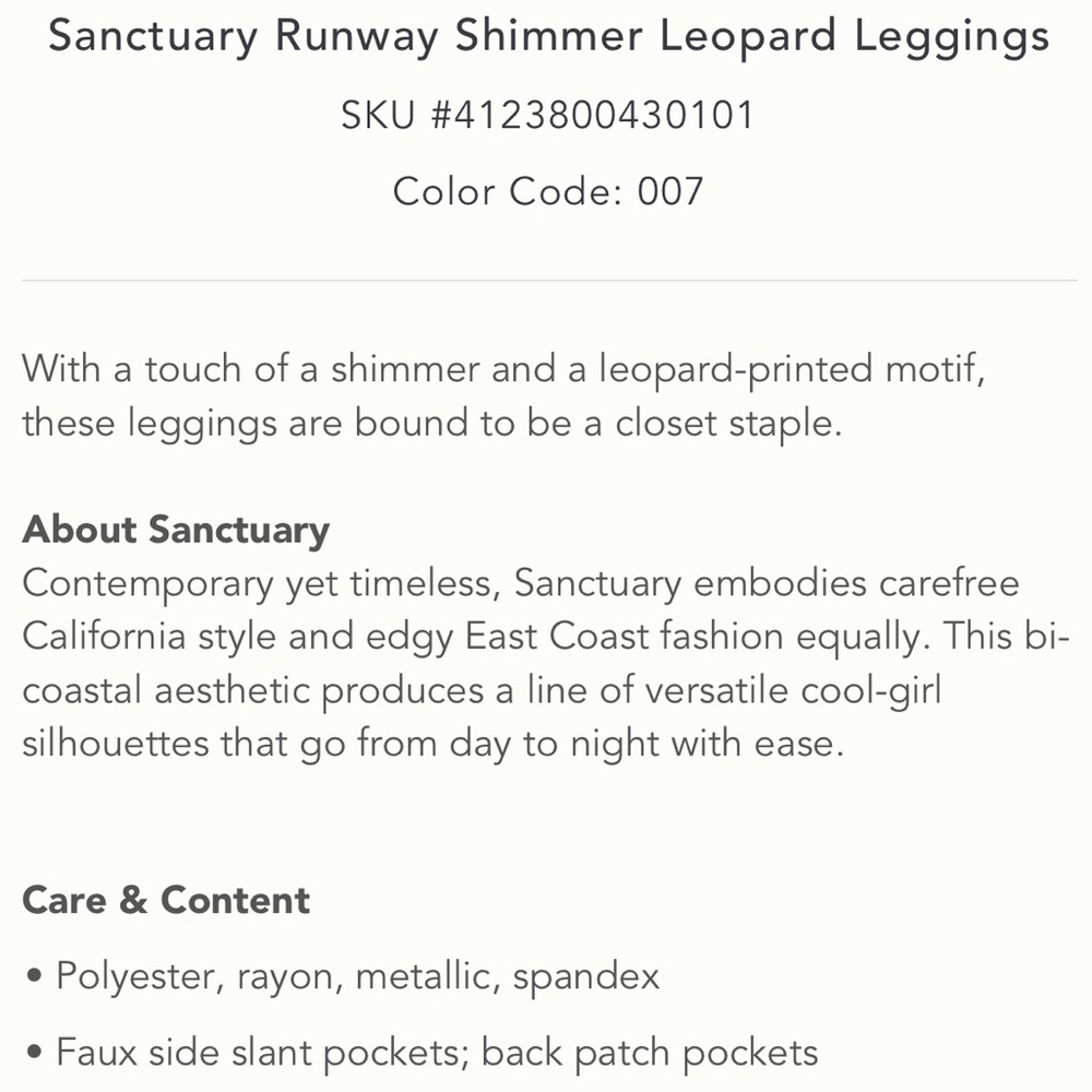 Anthropologie | RUNWAY SHIMMER LEOPARD LEGGINGS - Picture 6 of 6
